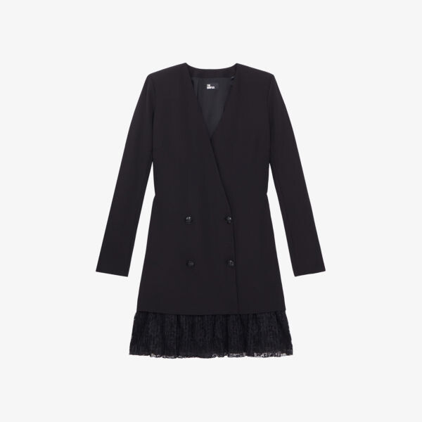 Двубортное мини-платье из эластичного крепа с кружевной вышивкой The Kooples, черный
Двубортное мини-платье из эластичного крепа с кружевной вышивкой The Kooples, черный