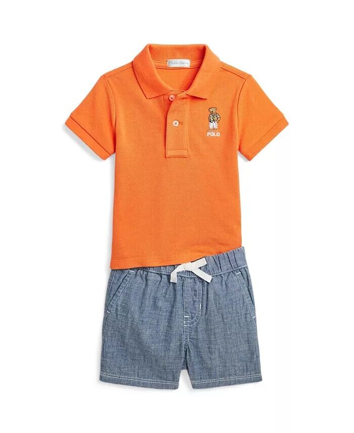 Комплект из хлопковой рубашки поло и шорт для маленьких мальчиков Polo Bear Polo Ralph Lauren, оранжевый
Комплект из хлопковой рубашки поло и шорт для маленьких мальчиков Polo Bear Polo Ralph Lauren, оранжевый