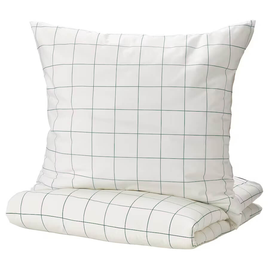 Комплект постельного белья Ikea Vitklover, 3 предмета, 240x220/80x80 см, белый/зеленый/клетка
Комплект постельного белья Ikea Vitklover, 3 предмета, 240x220/80x80 см, белый/зеленый/клетка