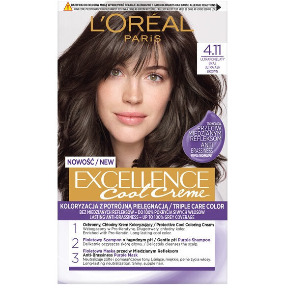 L'Oreal Paris Краска для волос Excellence Cool Creme 4.11 Ультра Пепельно-Коричневый
L'Oreal Paris Краска для волос Excellence Cool Creme 4.11 Ультра Пепельно-Коричневый