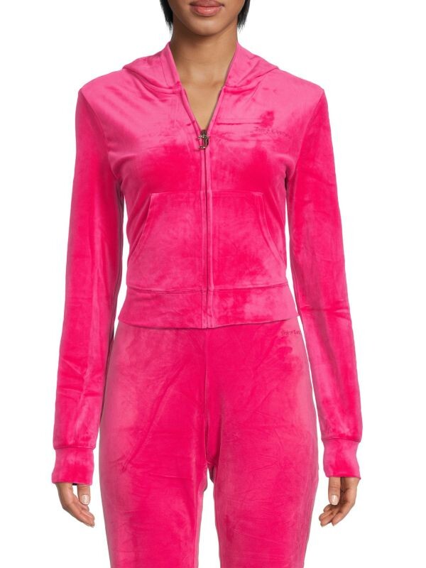 Бархатная укороченная толстовка с капюшоном на молнии Juicy Couture Liquorice
Бархатная укороченная толстовка с капюшоном на молнии Juicy Couture Liquorice