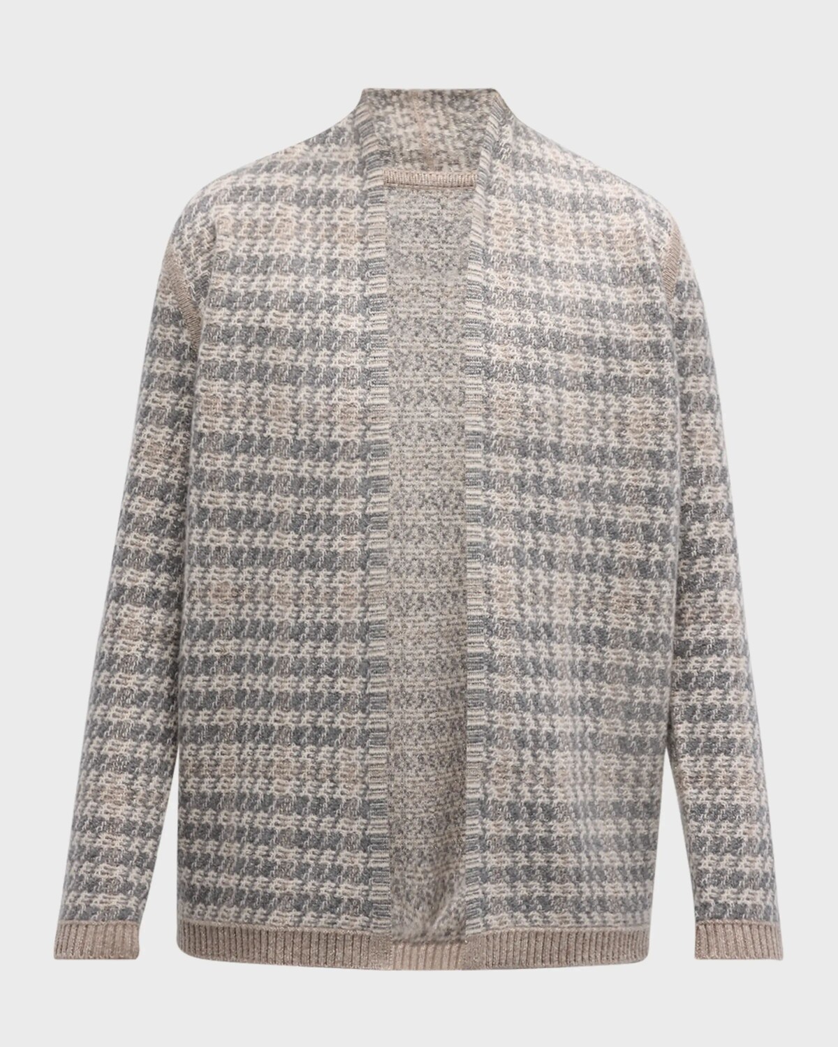 Открытый кардиган с кашемировым люрексом и интарсией Neiman Marcus Cashmere Collection, цвет Cafe Bone Heather Grey
Открытый кардиган с кашемировым люрексом и интарсией Neiman Marcus Cashmere Collection, цвет Cafe Bone Heather Grey