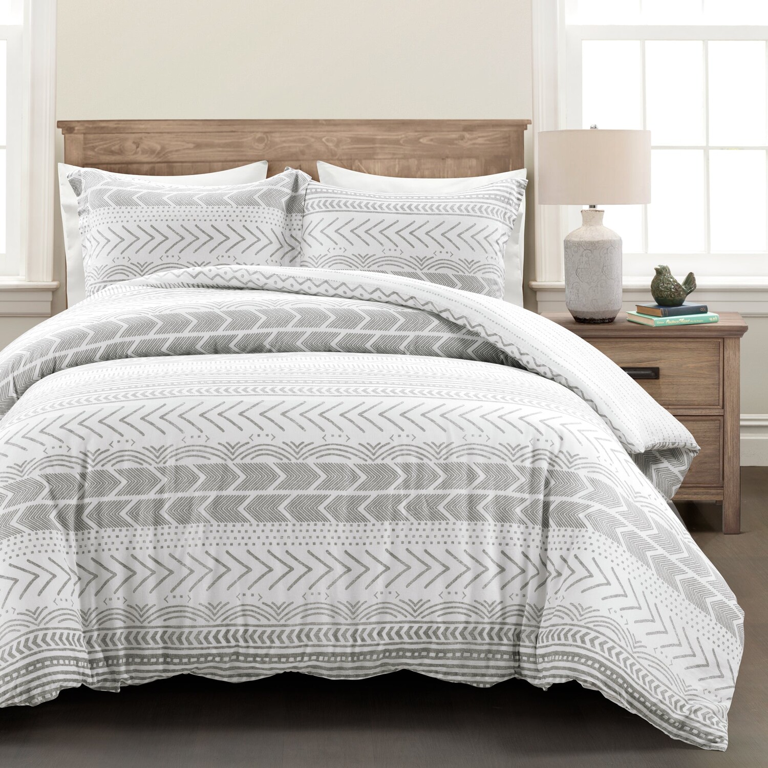 Двусторонний хлопковый пододеяльник Hygge Geo, комплект из 3 предметов Lush Decor, цвет Gray_White
Двусторонний хлопковый пододеяльник Hygge Geo, комплект из 3 предметов Lush Decor, цвет Gray_White