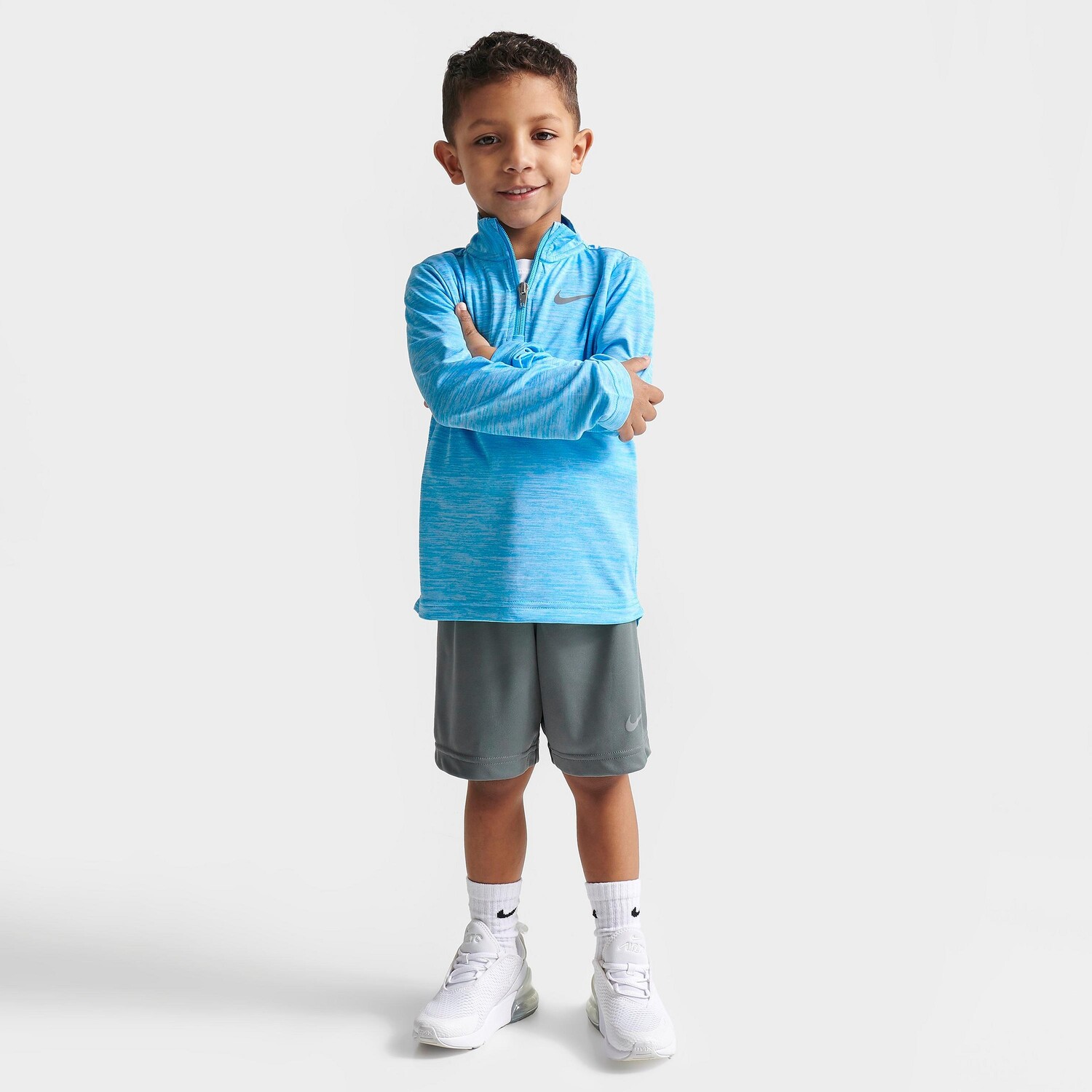 Детский комплект из топа и шорт с молнией на четверть Nike Dri-FIT для малышей, синий
Детский комплект из топа и шорт с молнией на четверть Nike Dri-FIT для малышей, синий