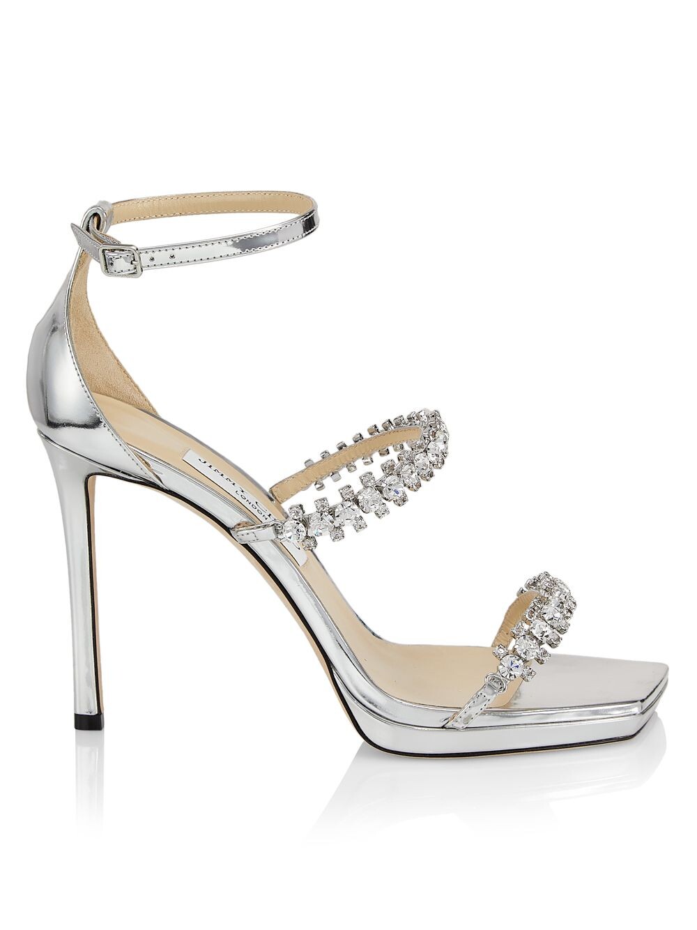 Кожаные сандалии Bing 105MM на платформе с эффектом металлик Jimmy Choo, серебряный
Кожаные сандалии Bing 105MM на платформе с эффектом металлик Jimmy Choo, серебряный