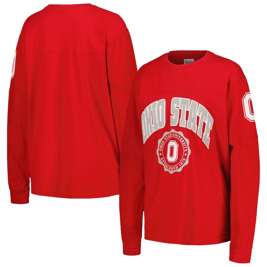 Футболка с длинным рукавом Pressbox Ohio State Buckeyes, алый 
Футболка с длинным рукавом Pressbox Ohio State Buckeyes, алый