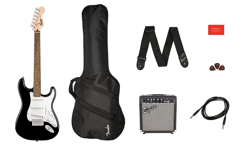 Squier — Stratocaster Starter Pack — электрогитара черного цвета с усилителем Squier 10 Вт и сумкой для концерта - Stratocaster Starter Pack - Electric Guitar in w/ 10W Amp & Gig Bag
Squier — Stratocaster Starter Pack — электрогитара черного цвета с усилителем Squier 10 Вт и сумкой для концерта - Stratocaster Starter Pack - Electric Guitar in w/ 10W Amp & Gig Bag