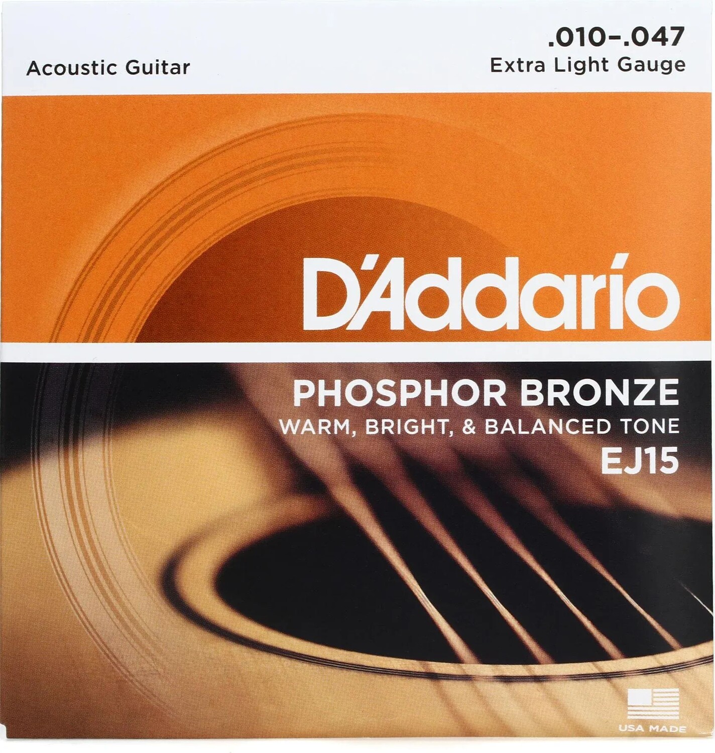 Струны D'Addario EJ15 для акустической гитары из фосфористой бронзы — .010-.047 Extra Light
Струны D'Addario EJ15 для акустической гитары из фосфористой бронзы — .010-.047 Extra Light