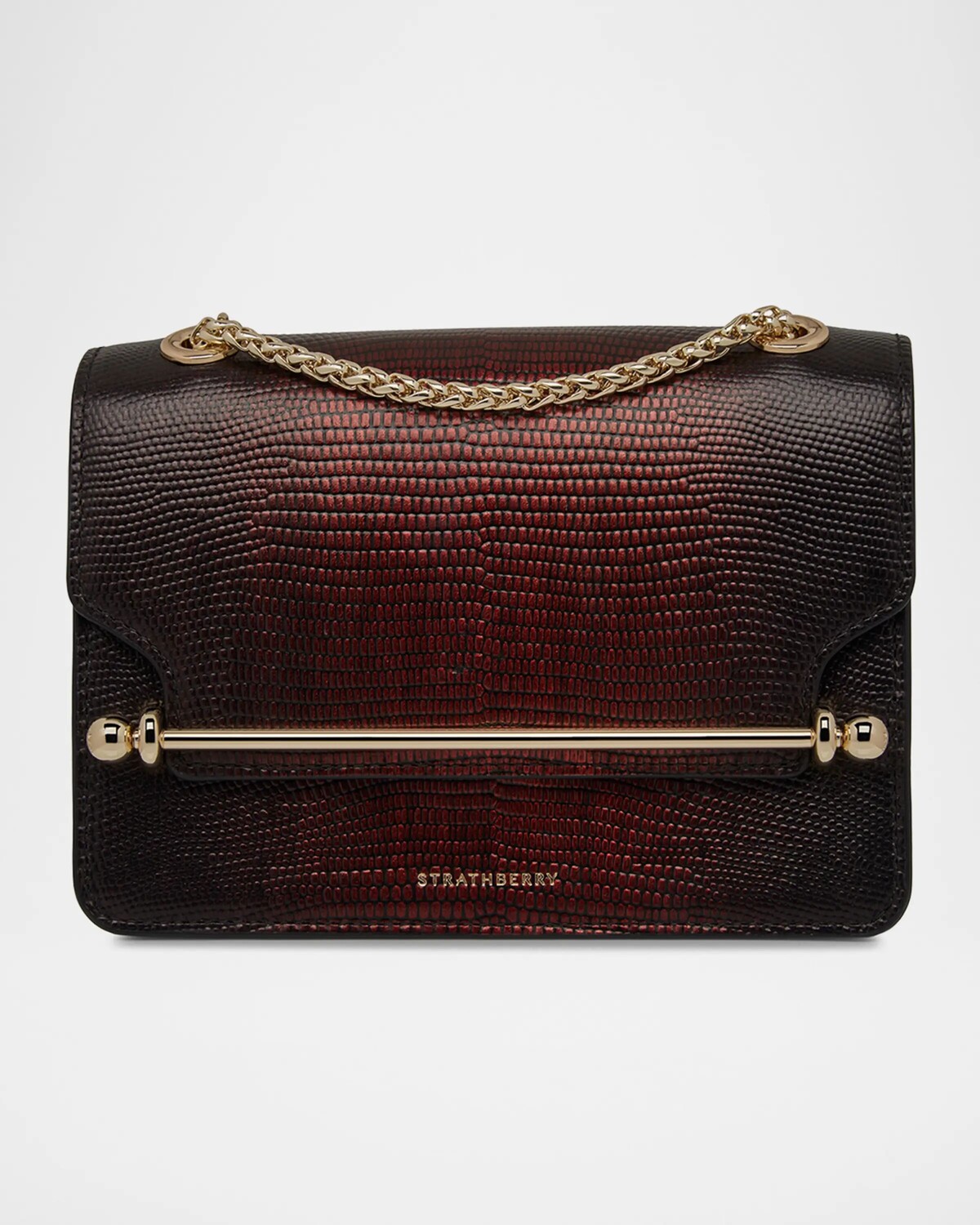 Миниатюрная кожаная сумка на плечо с тиснением под ящерицу Strathberry, цвет Embossed Lizard Burgundy
Миниатюрная кожаная сумка на плечо с тиснением под ящерицу Strathberry, цвет Embossed Lizard Burgundy