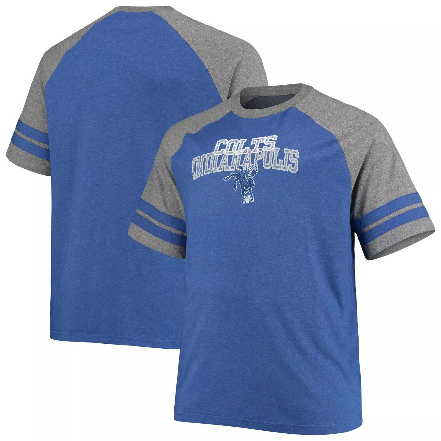 Мужская фирменная футболка королевского/серого цвета Indianapolis Colts Big & Tall Throwback с 2 полосками реглан Fanatics
Мужская фирменная футболка королевского/серого цвета Indianapolis Colts Big & Tall Throwback с 2 полосками реглан Fanatics