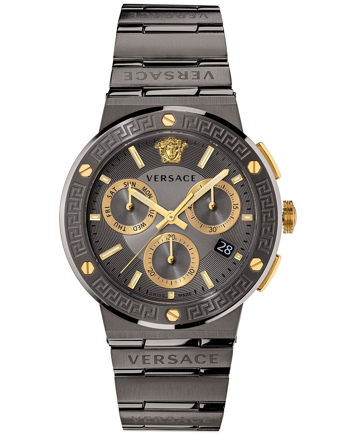 Мужские часы Greca Swiss Chronograph из бронзы с браслетом из нержавеющей стали, 43 мм Versace
Мужские часы Greca Swiss Chronograph из бронзы с браслетом из нержавеющей стали, 43 мм Versace