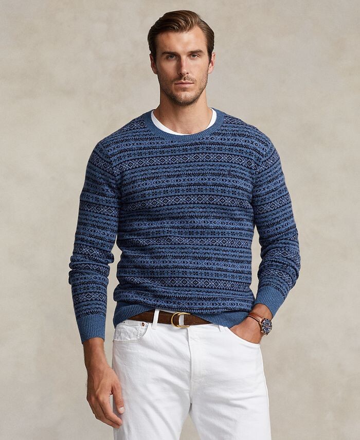 Мужской большой & Высокий шерстяной свитер с жаккардовым узором Polo Ralph Lauren, синий
Мужской большой & Высокий шерстяной свитер с жаккардовым узором Polo Ralph Lauren, синий