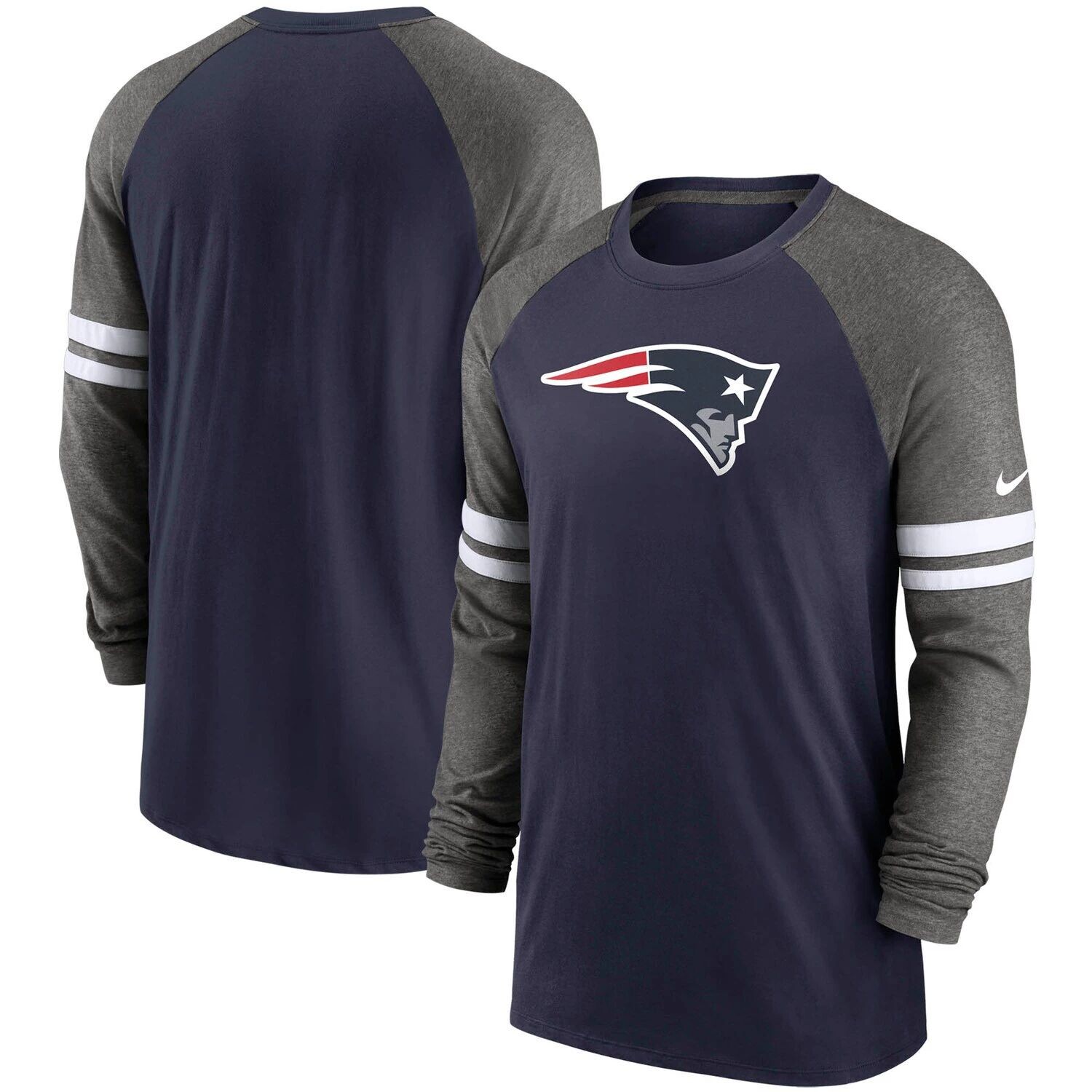 Мужская футболка Nike темно-синего/серого цвета New England Patriots Performance реглан с длинным рукавом
Мужская футболка Nike темно-синего/серого цвета New England Patriots Performance реглан с длинным рукавом