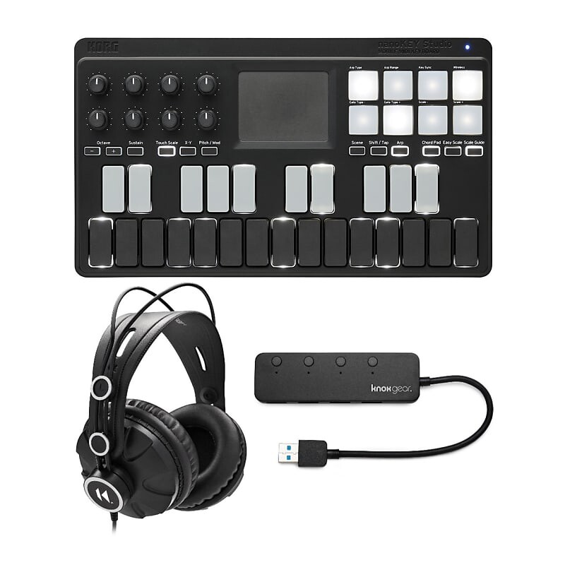 Комплект мобильной MIDI-клавиатуры KORG nanoKEY Studio с закрытыми студийными мониторными наушниками Knox Gear и 4-портовым концентратором USB 3.0 (3 предмета)
Комплект мобильной MIDI-клавиатуры KORG nanoKEY Studio с закрытыми студийными мониторными наушниками Knox Gear и 4-портовым концентратором USB 3.0 (3 предмета)