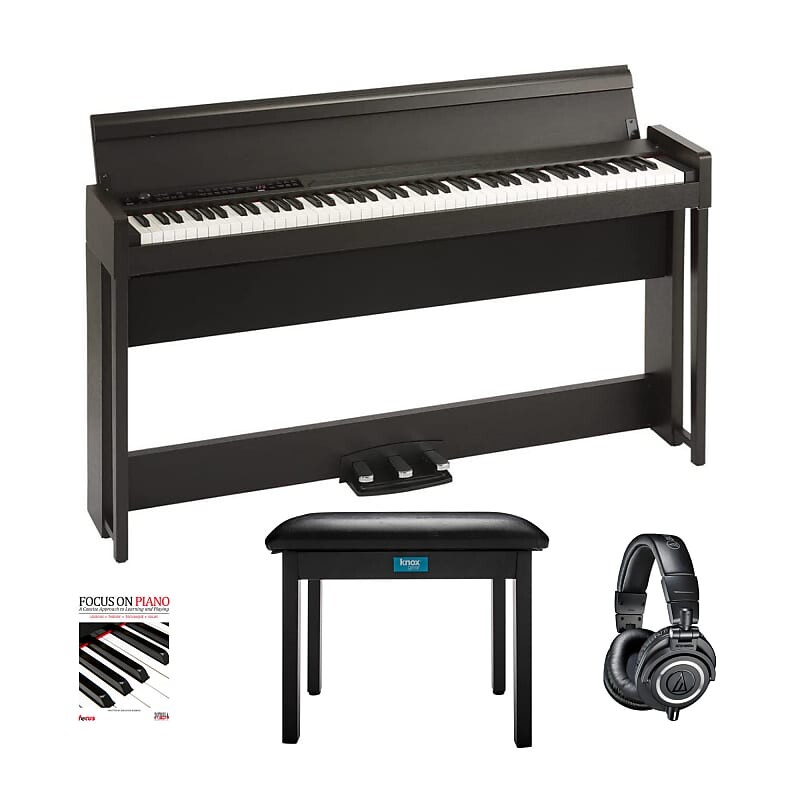 Korg C1 88-клавишное цифровое пианино (палисандр коричневый) в комплекте с профессиональными студийными наушниками ATH-M50X, откидной скамьей и книгой Korg C1 88-Key Digital Piano (Rosewood Brown) with Headphones, Bench, and Book
Korg C1 88-клавишное цифровое пианино (палисандр коричневый) в комплекте с профессиональными студийными наушниками ATH-M50X, откидной скамьей и книгой Korg C1 88-Key Digital Piano (Rosewood Brown) with Headphones, Bench, and Book