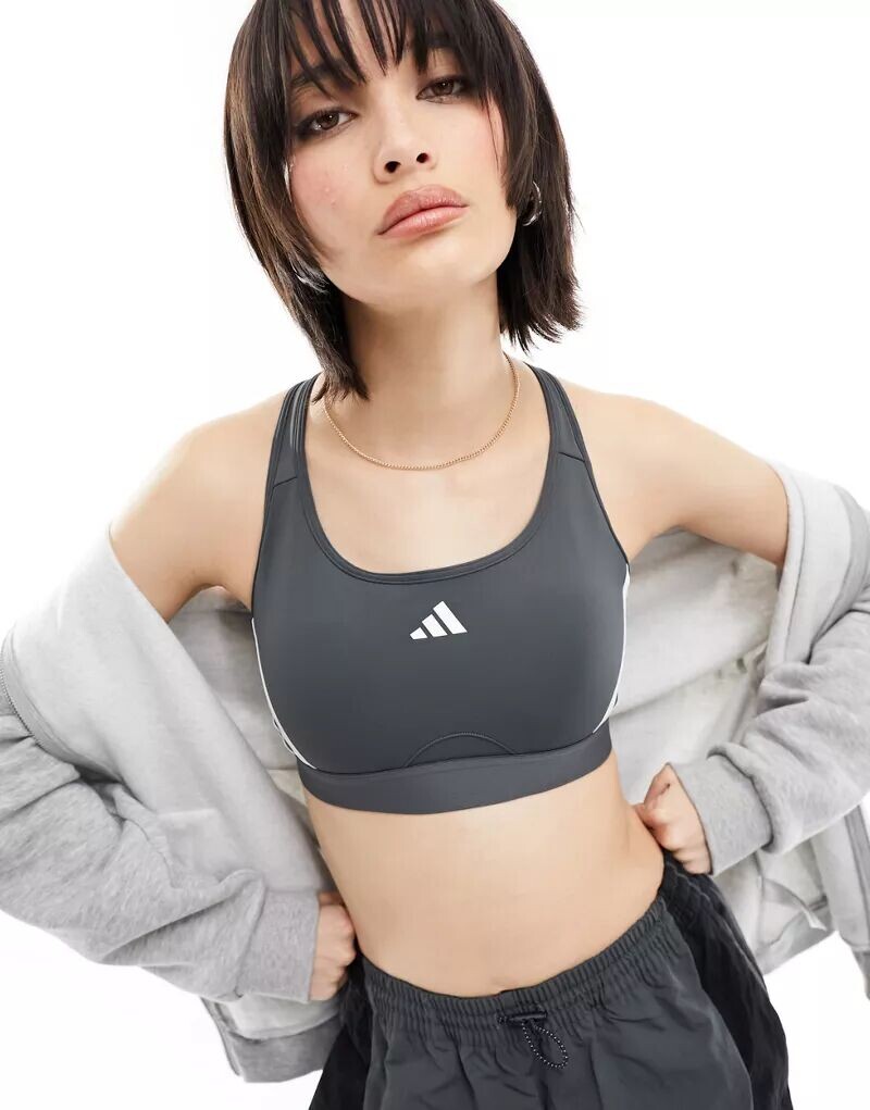 Серый бюстгальтер со средней поддержкой adidas Training Power React adidas performance
Серый бюстгальтер со средней поддержкой adidas Training Power React adidas performance