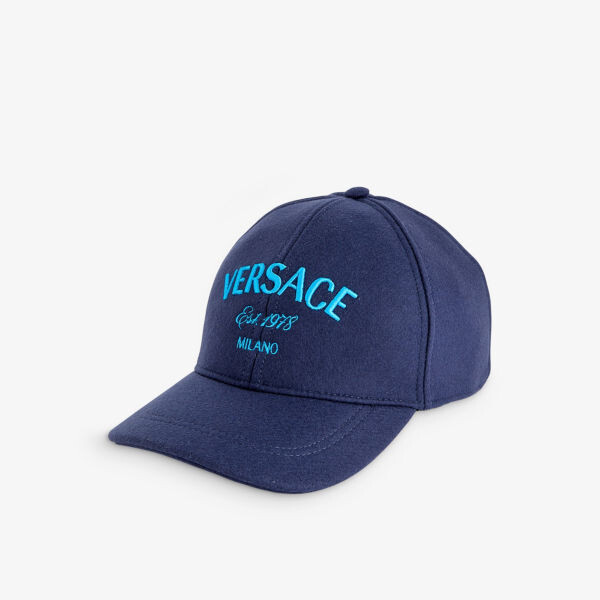 Бейсболка из смесовой шерсти с шестью панелями с фирменной вышивкой Versace, темно-синий
Бейсболка из смесовой шерсти с шестью панелями с фирменной вышивкой Versace, темно-синий