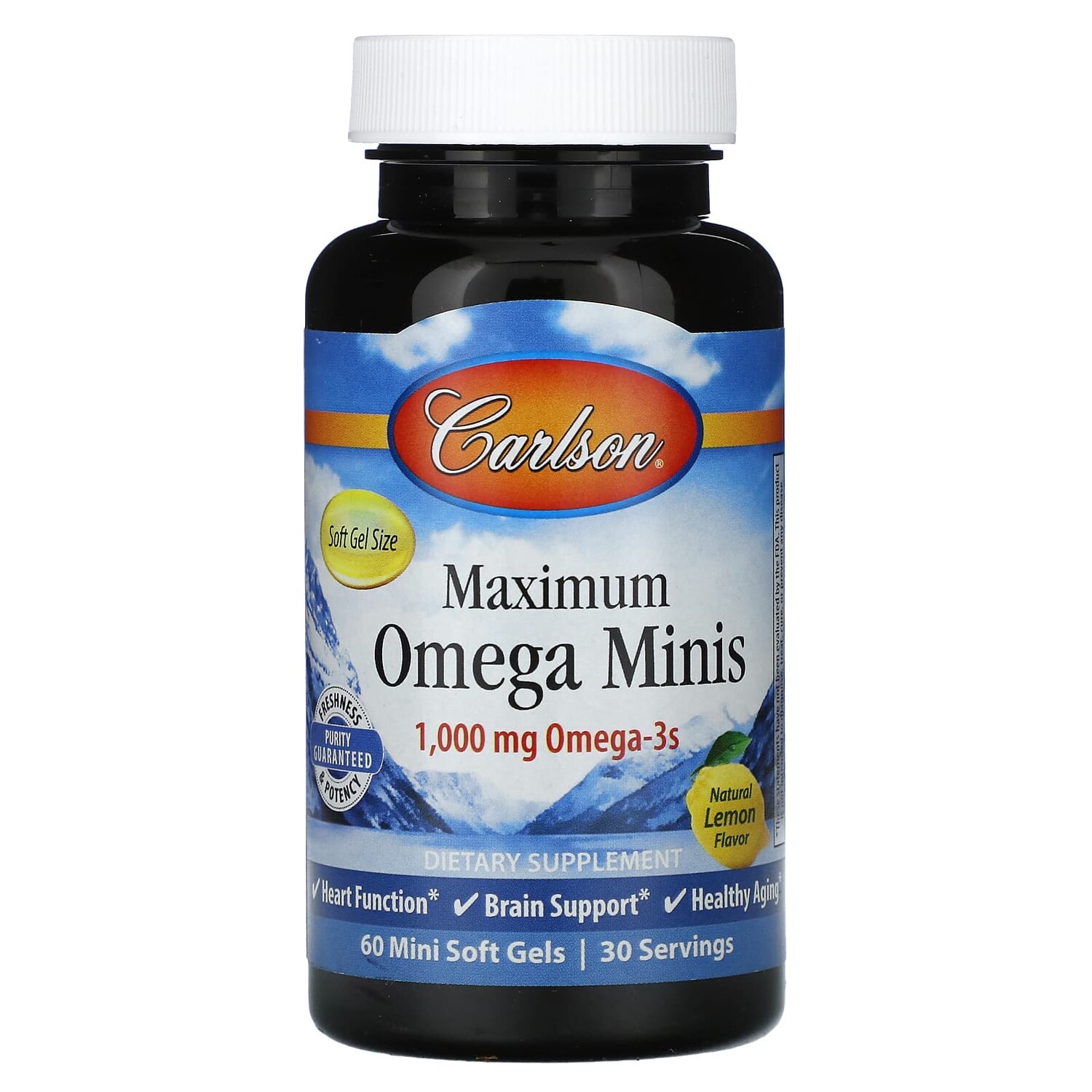 Maximum Omega Minis, натуральный лимон, 500 мг, 60 мягких таблеток, Carlson
Maximum Omega Minis, натуральный лимон, 500 мг, 60 мягких таблеток, Carlson