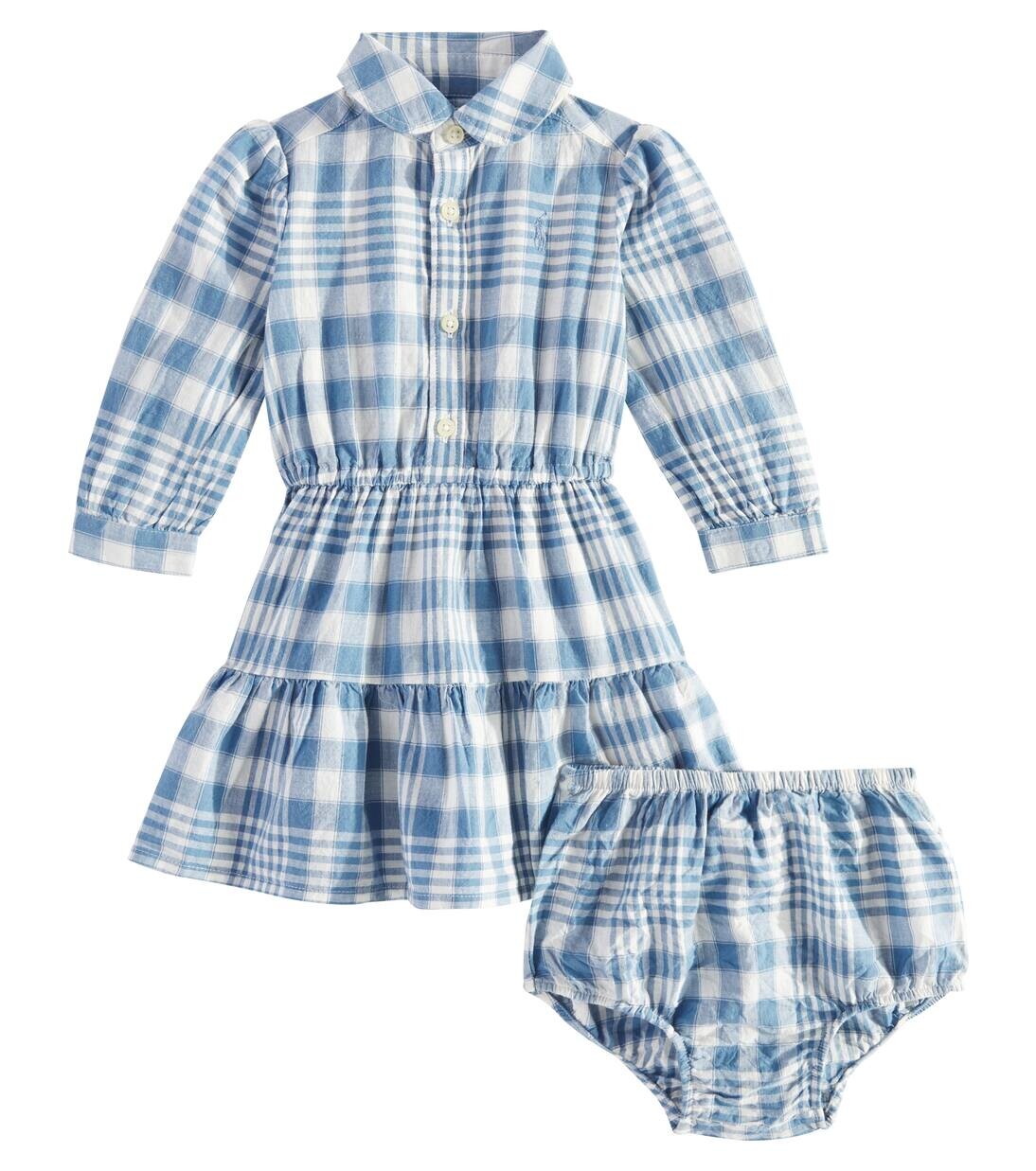 Комплект из хлопкового платья и панталон в клетку для малышей Polo Ralph Lauren Kids, цвет blue cream
Комплект из хлопкового платья и панталон в клетку для малышей Polo Ralph Lauren Kids, цвет blue cream