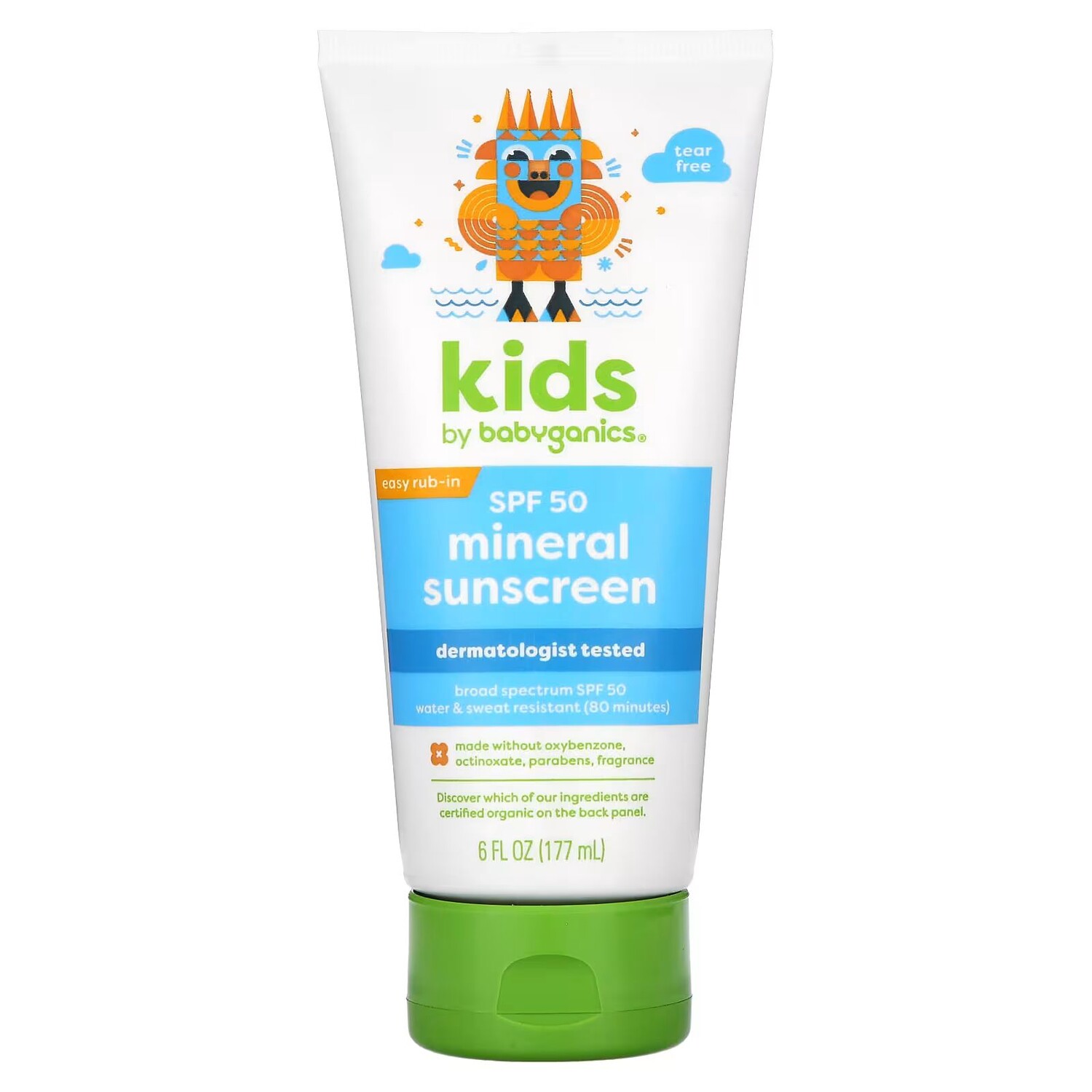 Kids, Минеральный солнцезащитный крем, SPF 50, 6 жидких унций (177 мл) Babyganics
Kids, Минеральный солнцезащитный крем, SPF 50, 6 жидких унций (177 мл) Babyganics