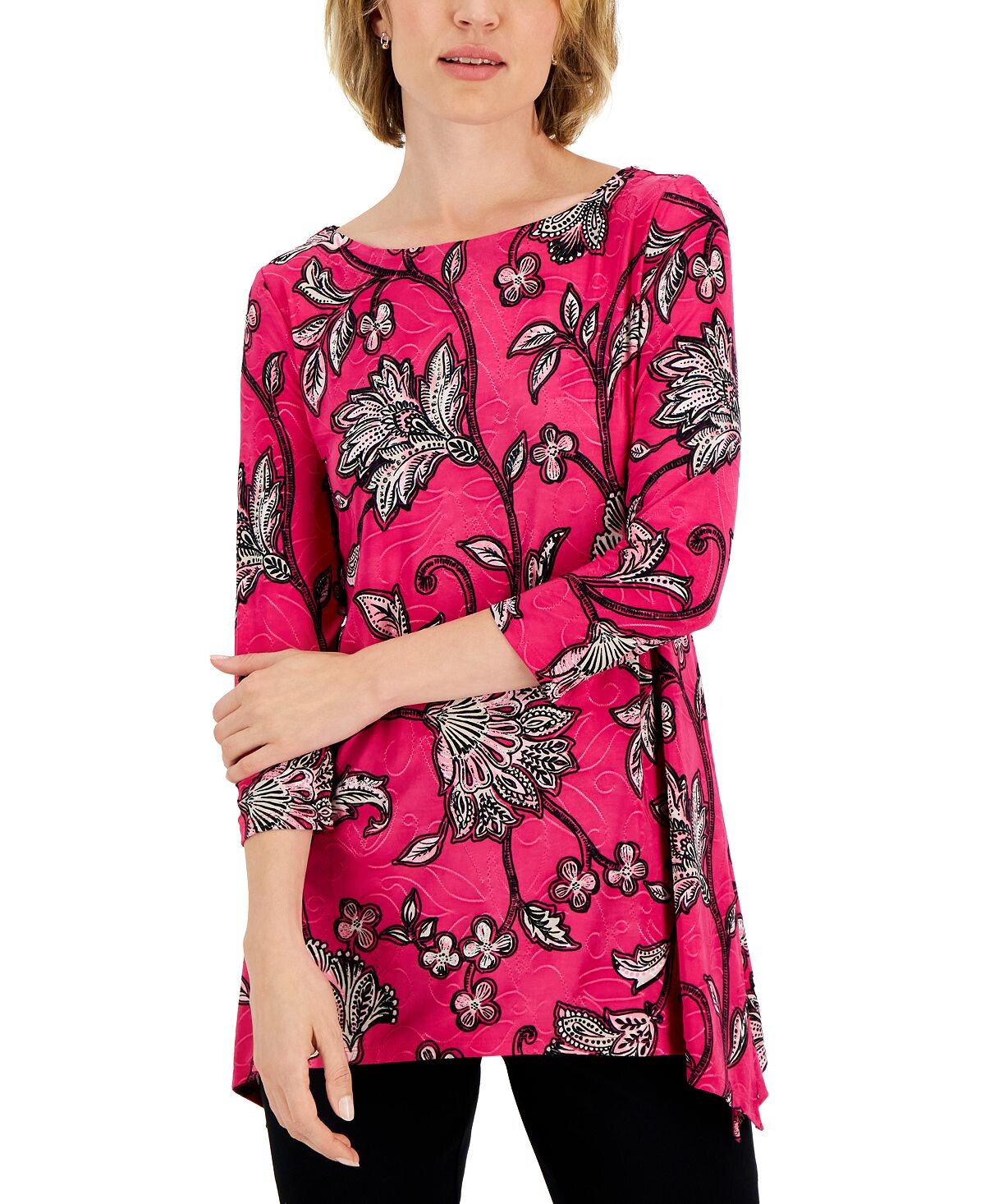 Миниатюрный жаккардовый топ beauty flow swing с рукавами 3/4, созданный для macy's JM Collection, мульти
Миниатюрный жаккардовый топ beauty flow swing с рукавами 3/4, созданный для macy's JM Collection, мульти