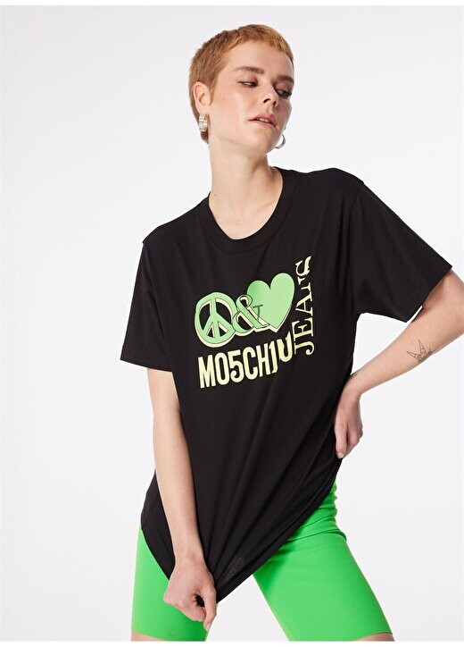 Черная женская футболка с круглым вырезом и принтом 241K1J0709 Moschino Jeans, черный
Черная женская футболка с круглым вырезом и принтом 241K1J0709 Moschino Jeans, черный
