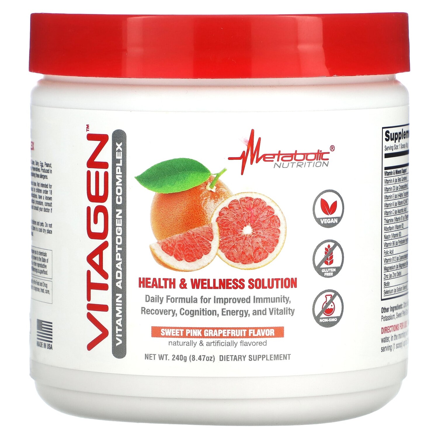 VitaGen, комплекс витаминов и адаптогенов, сладкий розовый грейпфрут, 240 г (8,47 унции), Metabolic Nutrition
VitaGen, комплекс витаминов и адаптогенов, сладкий розовый грейпфрут, 240 г (8,47 унции), Metabolic Nutrition