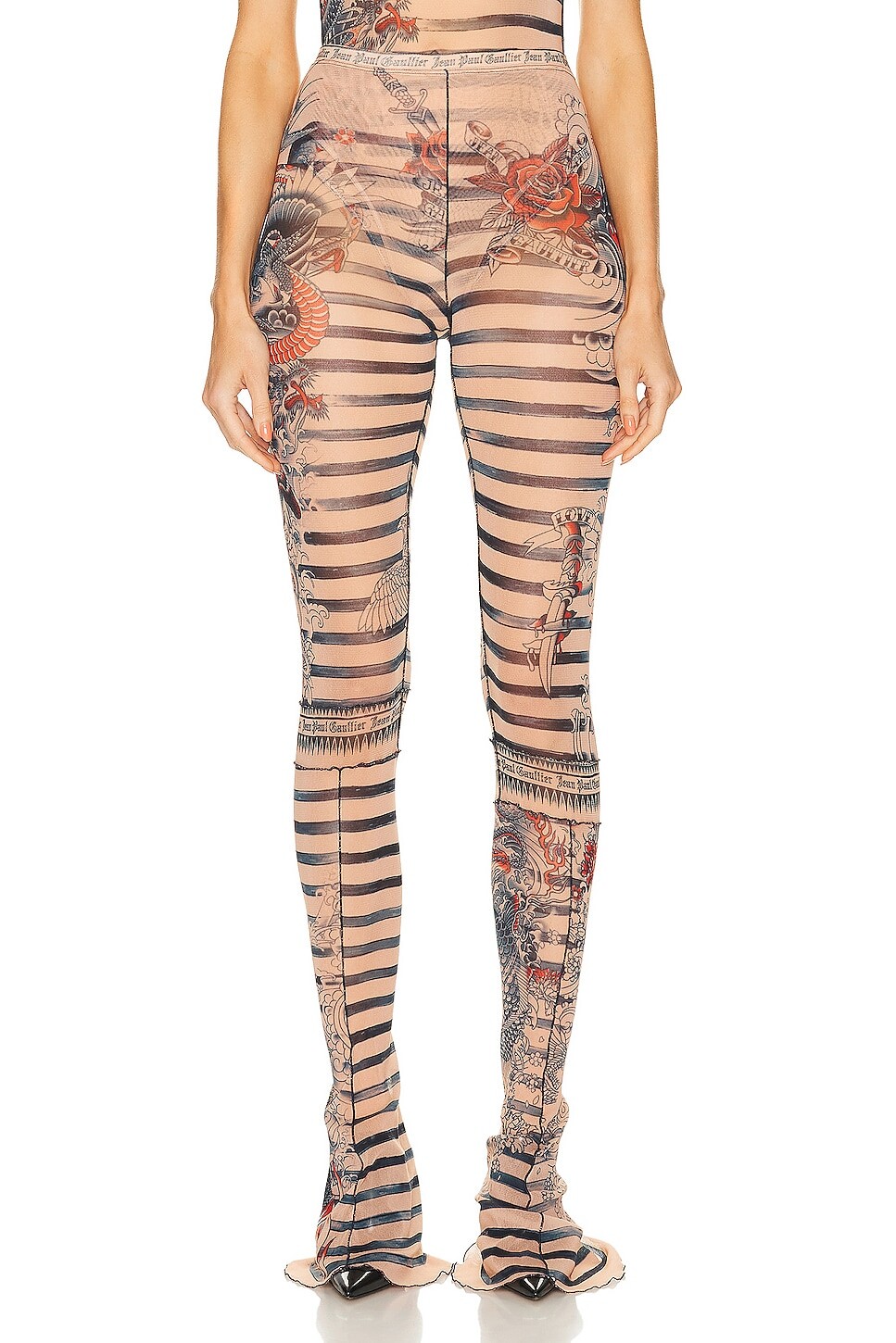 Брюки Jean Paul Gaultier Printed Mariniere Tattoo Flare Trouser, цвет Nude, Blue, & Red
Брюки Jean Paul Gaultier Printed Mariniere Tattoo Flare Trouser, цвет Nude, Blue, & Red