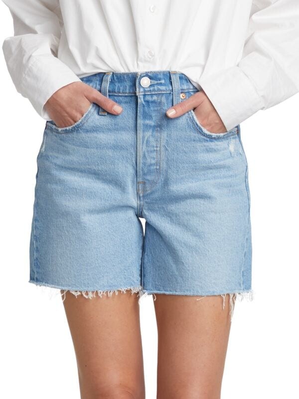 Джинсовые Шорты с Высокой Посадкой Levi's с потертостями до середины бедра, голубой
Джинсовые Шорты с Высокой Посадкой Levi's с потертостями до середины бедра, голубой