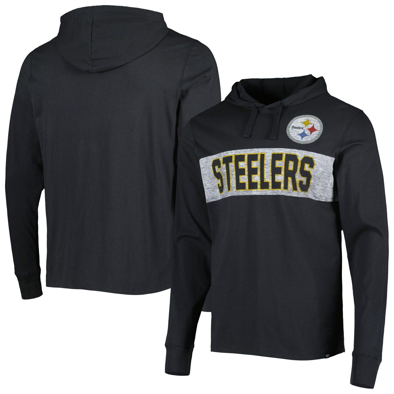 Мужская черная футболка с длинным рукавом и капюшоном '47 Pittsburgh Steelers Field Franklin, Черный
Мужская черная футболка с длинным рукавом и капюшоном '47 Pittsburgh Steelers Field Franklin, Черный