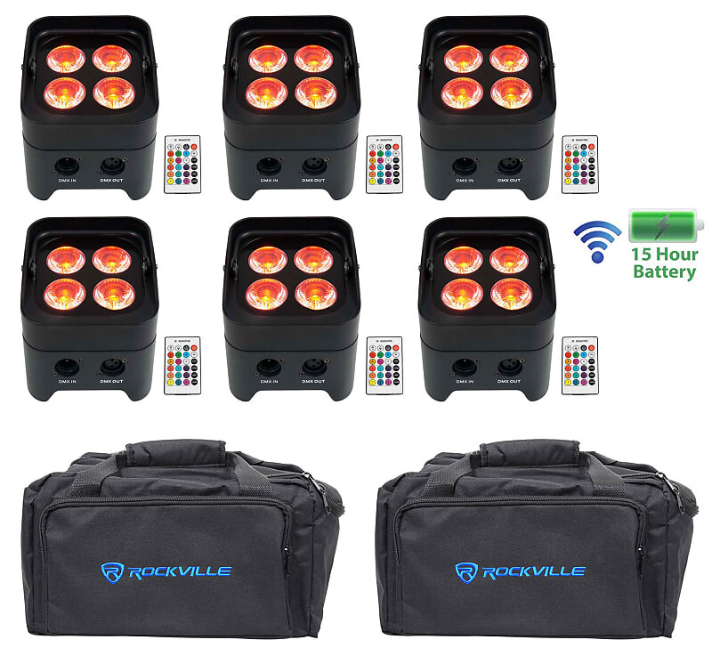 (6) Rockville BEST PAR 50 Перезаряжаемые прожекторы Par Wash Wireless DMX+RGBWA+UV+сумка (6) BEST PAR 50+(2) RLB80
(6) Rockville BEST PAR 50 Перезаряжаемые прожекторы Par Wash Wireless DMX+RGBWA+UV+сумка (6) BEST PAR 50+(2) RLB80