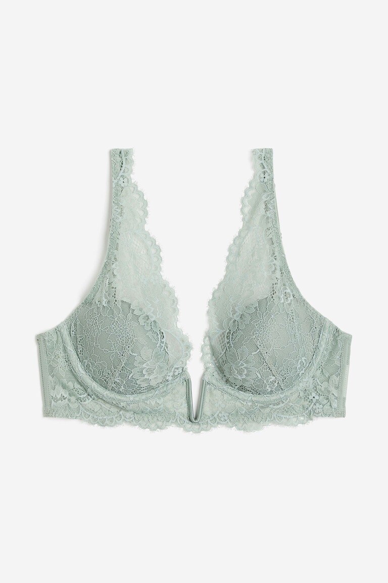 Кружевной бюстгальтер на косточках с мягкой подкладкой H&M, светло-зеленый
Кружевной бюстгальтер на косточках с мягкой подкладкой H&M, светло-зеленый
