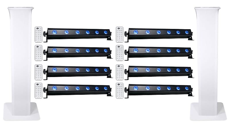 8) American DJ ADJ UB 6H 22,5" RGBAW+UV LED DMX Wash Light Bars+2) Totem Stands (8) UB 6H+(2) RTP32W
8) American DJ ADJ UB 6H 22,5" RGBAW+UV LED DMX Wash Light Bars+2) Totem Stands (8) UB 6H+(2) RTP32W