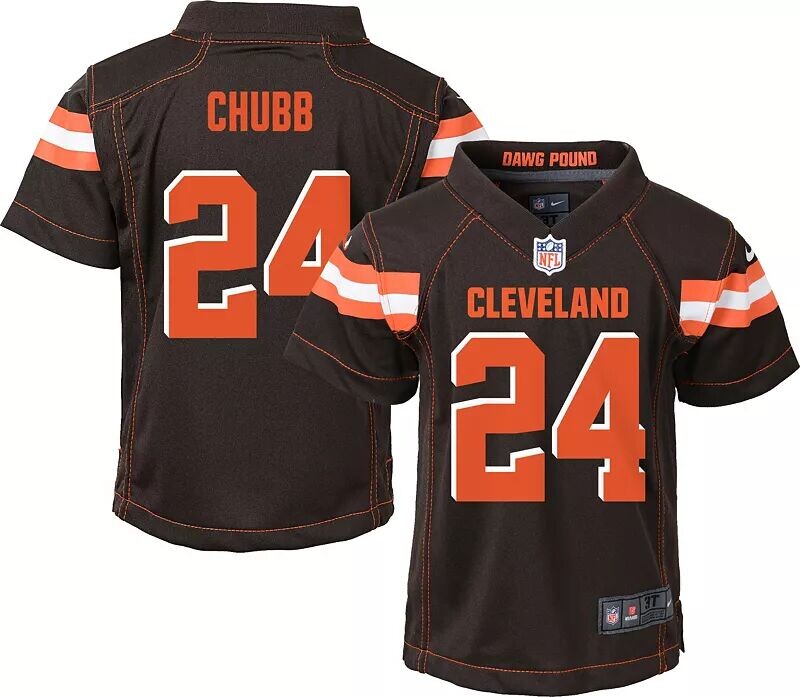 Реплика команды НФЛ для мальчиков 4–7, коричневая майка Cleveland Browns Nick Chubb # 24 Nike
Реплика команды НФЛ для мальчиков 4–7, коричневая майка Cleveland Browns Nick Chubb # 24 Nike