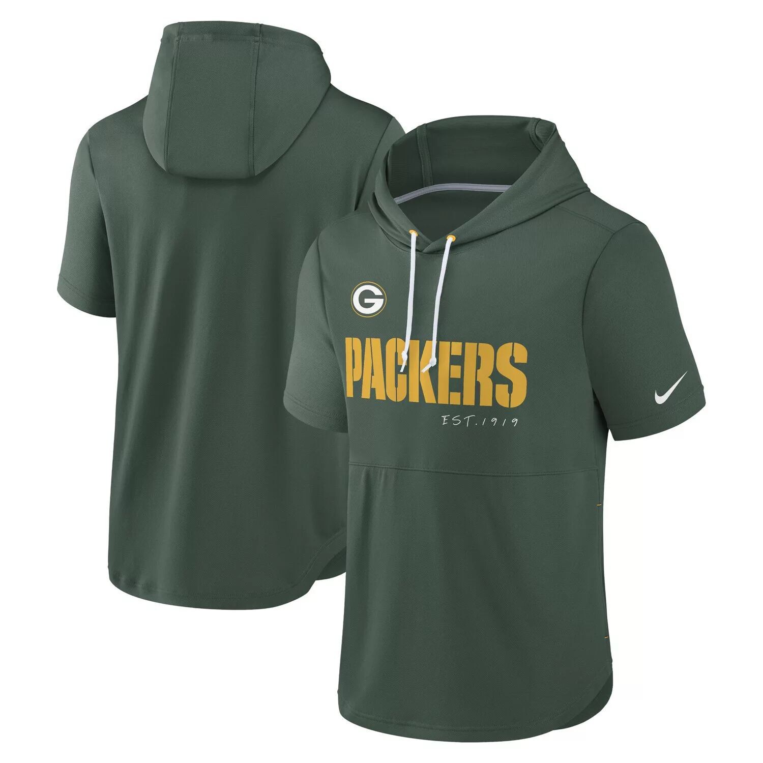 Мужской пуловер с капюшоном Hunter Green Green Bay Packers с короткими рукавами Nike
Мужской пуловер с капюшоном Hunter Green Green Bay Packers с короткими рукавами Nike