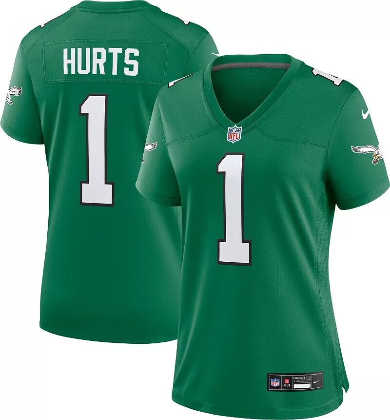 Женская футболка Nike Philadelphia Eagles Jalen Hurts #1 Alternate Kelly Green Game
Женская футболка Nike Philadelphia Eagles Jalen Hurts #1 Alternate Kelly Green Game