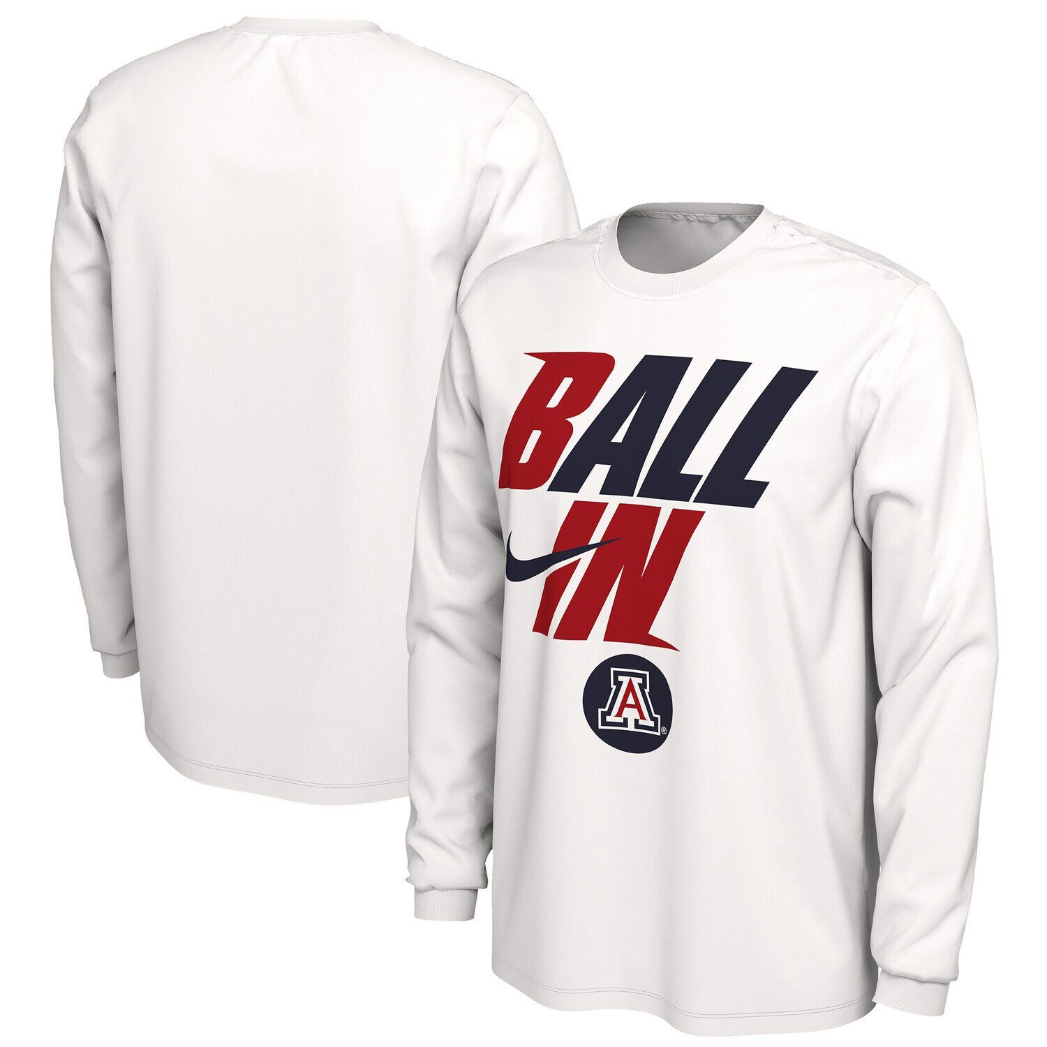 Мужская белая футболка с длинным рукавом Nike Arizona Wildcats Ball In Bench, Белый
Мужская белая футболка с длинным рукавом Nike Arizona Wildcats Ball In Bench, Белый