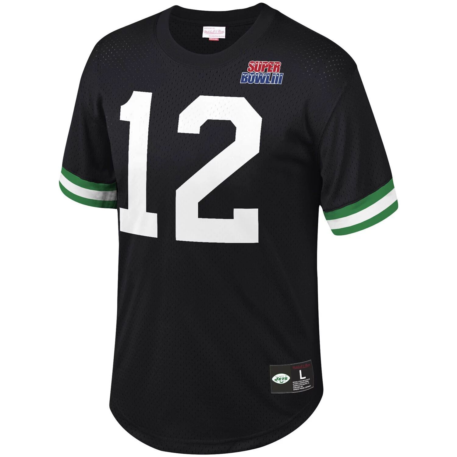 Мужская футболка Mitchell & Ness Joe Namath Black New York Jets с именем и номером вышедшего на пенсию игрока в сетку
Мужская футболка Mitchell & Ness Joe Namath Black New York Jets с именем и номером вышедшего на пенсию игрока в сетку