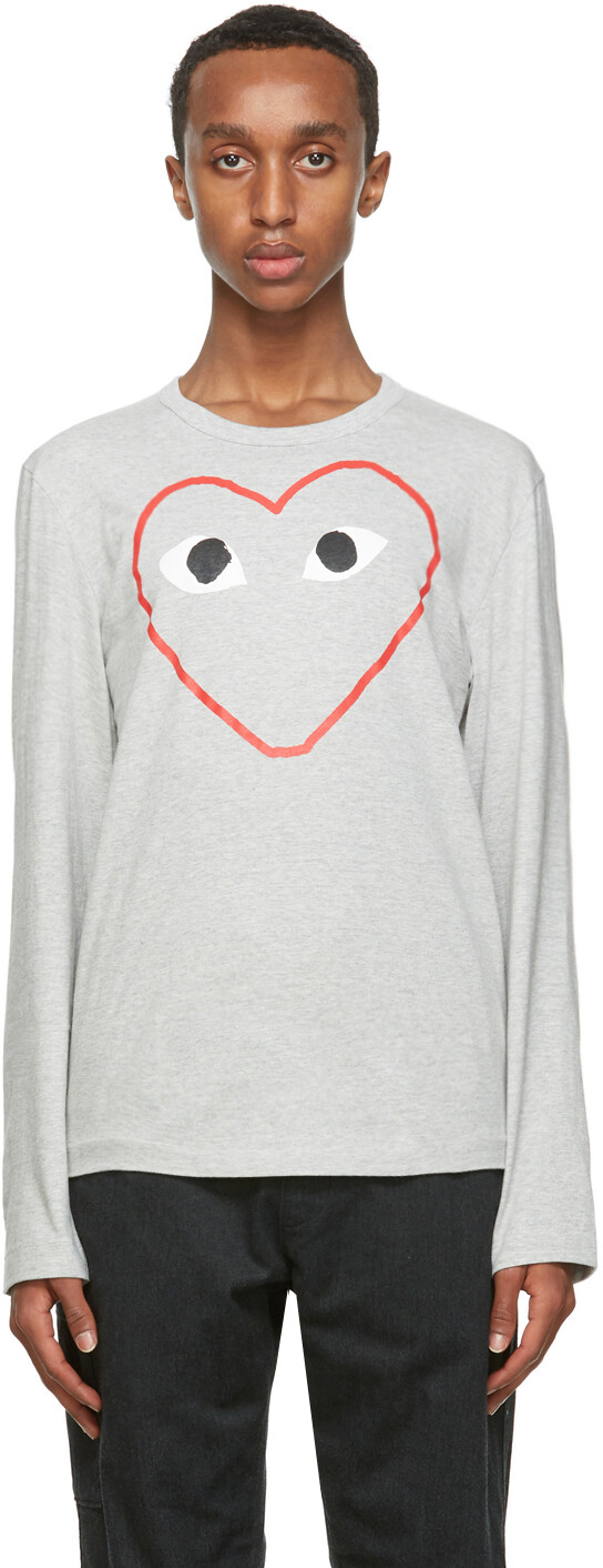 Серая футболка с длинным рукавом с большим сердцем Comme des Garçons Play, Серый
Серая футболка с длинным рукавом с большим сердцем Comme des Garçons Play, Серый
