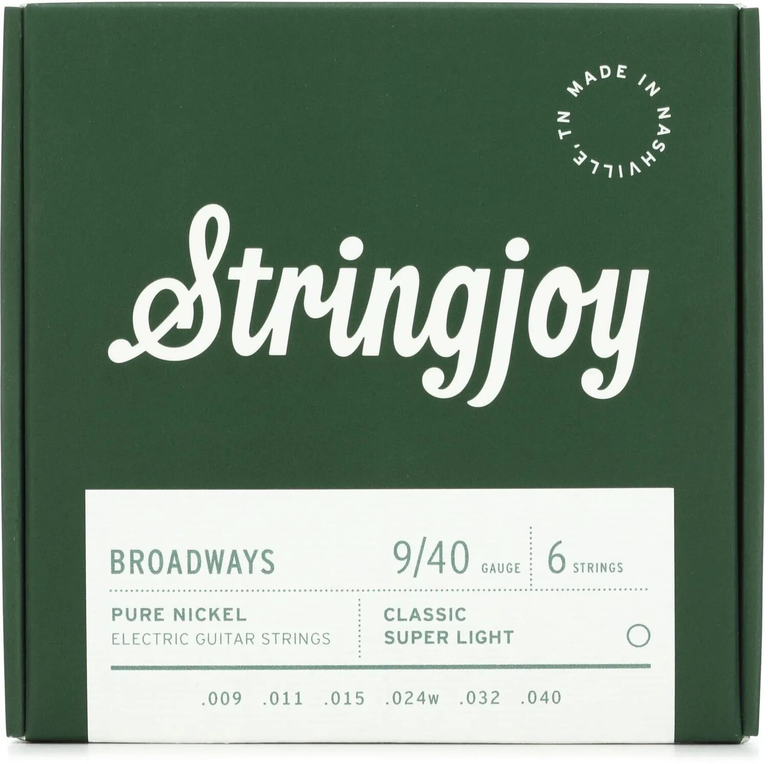 Струны для электрогитары Stringjoy Broadways Classic из чистого никеля — сверхлегкий калибр (.009–.040)
Струны для электрогитары Stringjoy Broadways Classic из чистого никеля — сверхлегкий калибр (.009–.040)