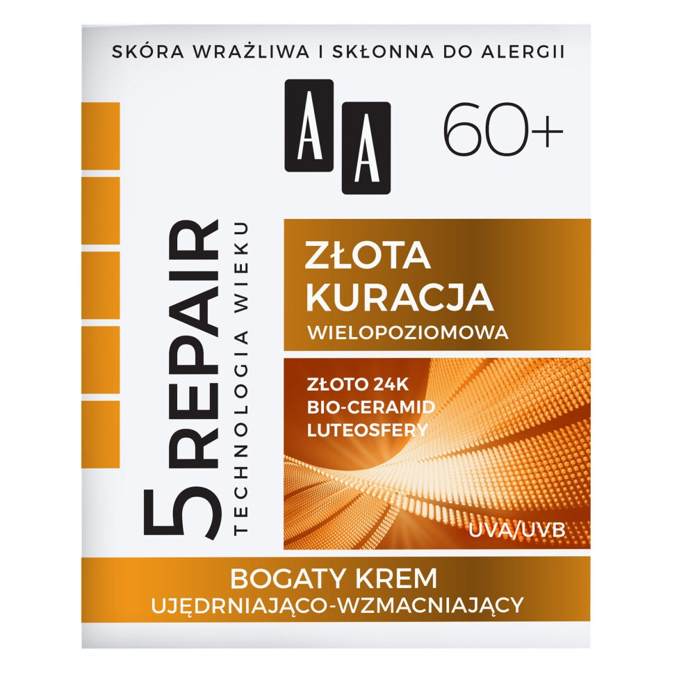 AA Age Technology 5Repair 60+ Golden Treatment насыщенный укрепляющий и укрепляющий крем для лица и шеи, декольте 50мл
AA Age Technology 5Repair 60+ Golden Treatment насыщенный укрепляющий и укрепляющий крем для лица и шеи, декольте 50мл