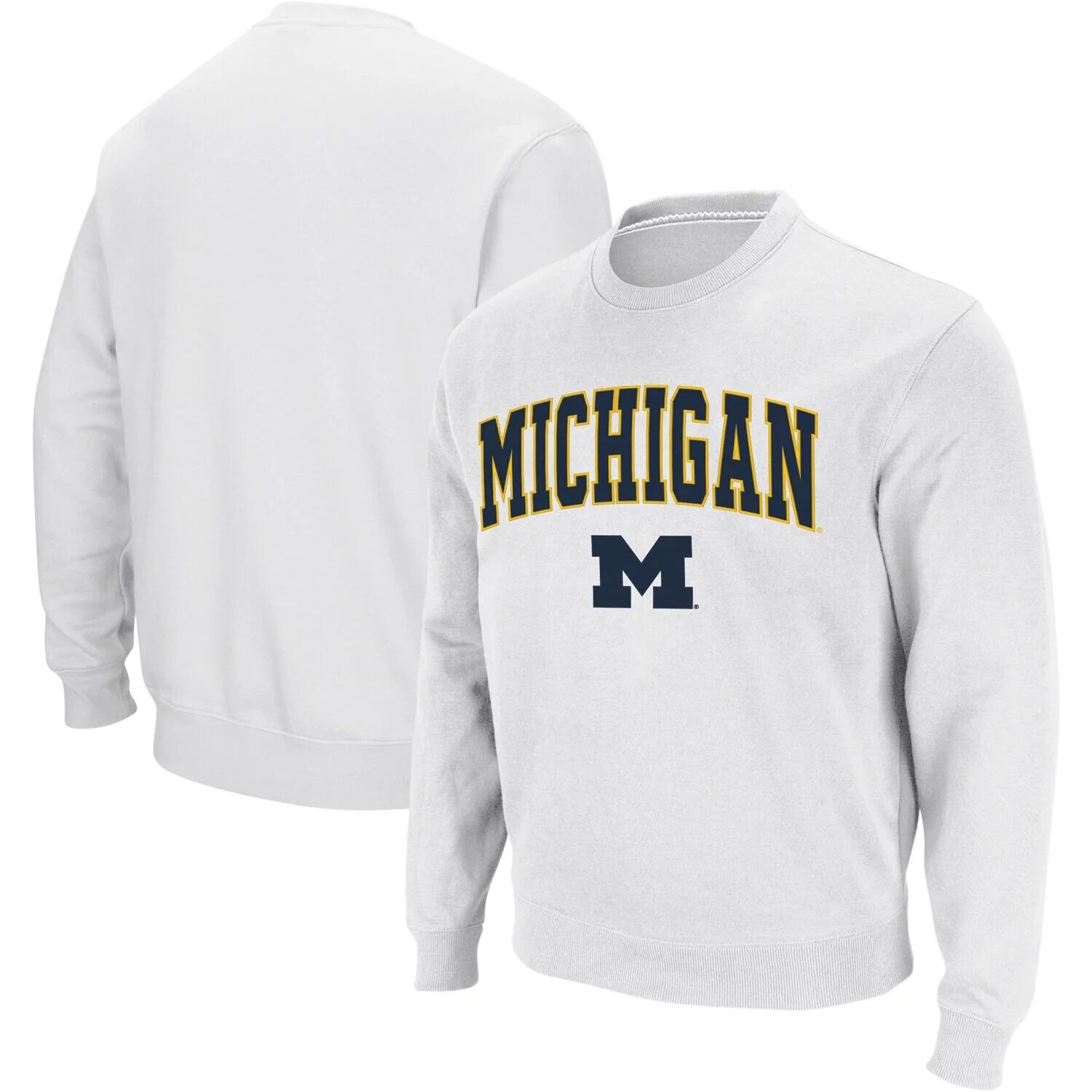 Мужской белый свитшот с круглым вырезом Michigan Wolverines Arch & Logo Colosseum
Мужской белый свитшот с круглым вырезом Michigan Wolverines Arch & Logo Colosseum