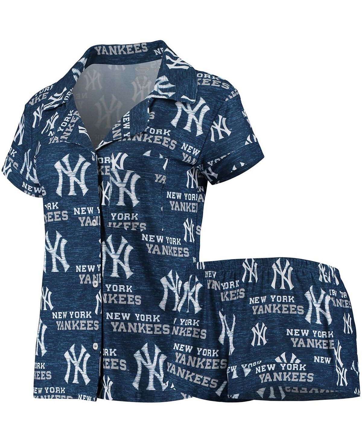 Женский комплект для сна на пуговицах и шортах с принтом New York Yankees Zest Concepts Sport
Женский комплект для сна на пуговицах и шортах с принтом New York Yankees Zest Concepts Sport