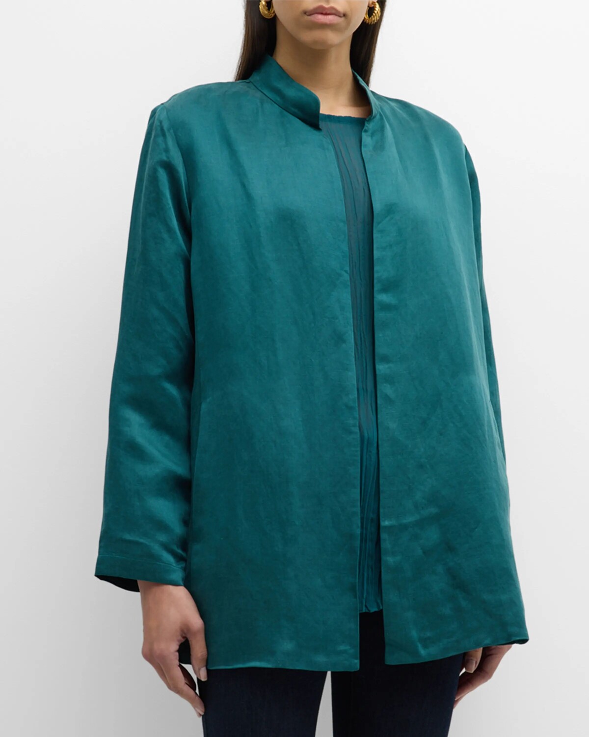 Атласный жакет с открытым передом и воротником-стойкой Eileen Fisher, цвет Aegean
Атласный жакет с открытым передом и воротником-стойкой Eileen Fisher, цвет Aegean