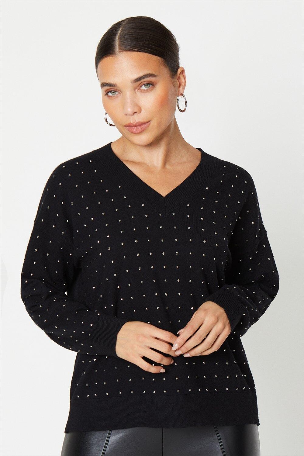 Джемпер с V-образным вырезом Petite по всей поверхности Hotfix Dorothy Perkins, черный
Джемпер с V-образным вырезом Petite по всей поверхности Hotfix Dorothy Perkins, черный