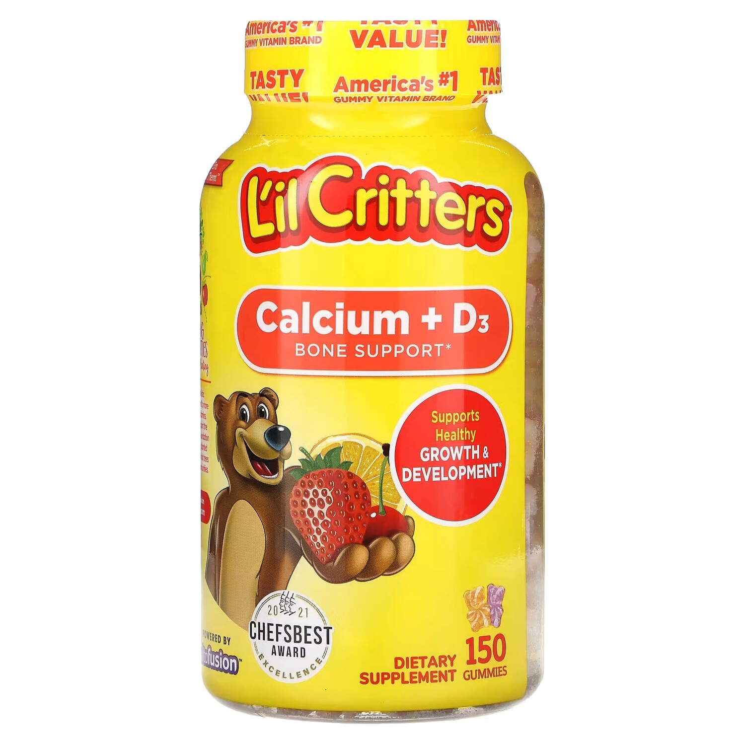 Кальций + D3 L'il Critters Black Cherry Blast для поддержки костей, сочный апельсин и свежая клубника, 150 жевательных конфет
Кальций + D3 L'il Critters Black Cherry Blast для поддержки костей, сочный апельсин и свежая клубника, 150 жевательных конфет