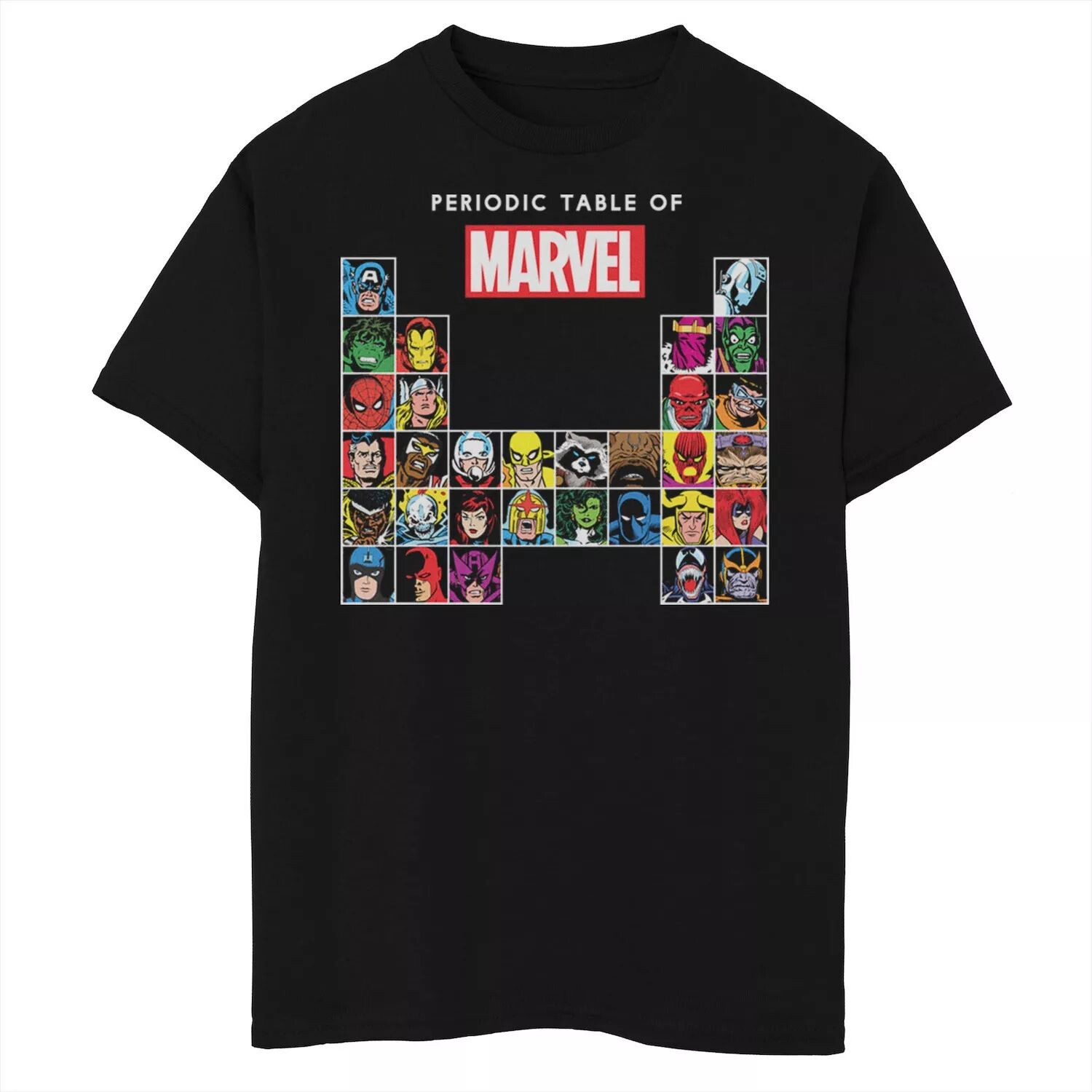 Футболка в стиле ретро с периодической таблицей героев и злодеев Marvel для мальчиков 8–20 лет Licensed Character
Футболка в стиле ретро с периодической таблицей героев и злодеев Marvel для мальчиков 8–20 лет Licensed Character