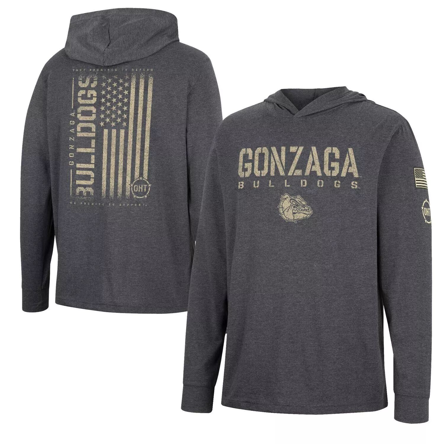 Мужская темно-серая футболка с длинным рукавом с капюшоном Gonzaga Bulldogs Team OHT Military Appreciation Colosseum, Серый
Мужская темно-серая футболка с длинным рукавом с капюшоном Gonzaga Bulldogs Team OHT Military Appreciation Colosseum, Серый