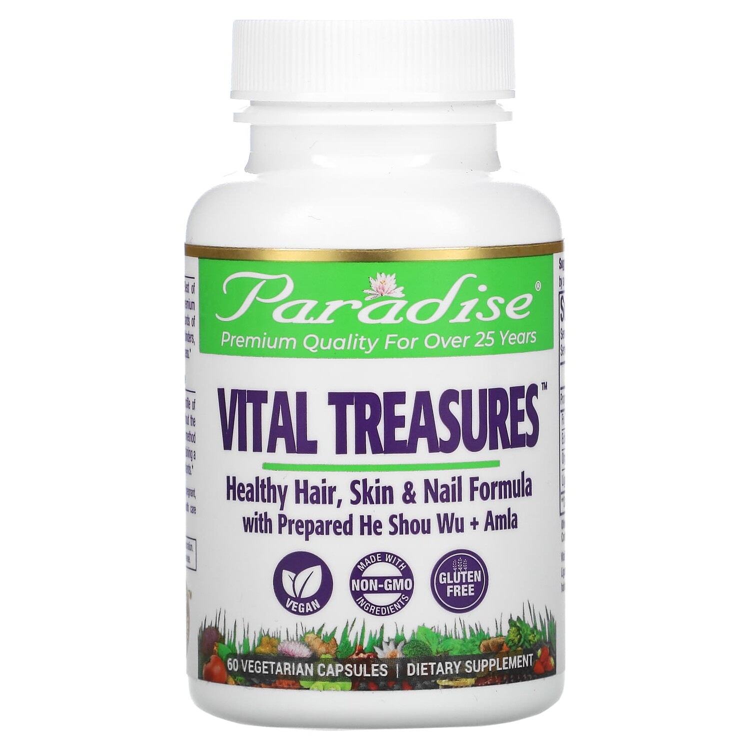 Vital Treasures, для волос, кожи и ногтей, 60 вегетарианских капсул, Paradise Herbs
Vital Treasures, для волос, кожи и ногтей, 60 вегетарианских капсул, Paradise Herbs