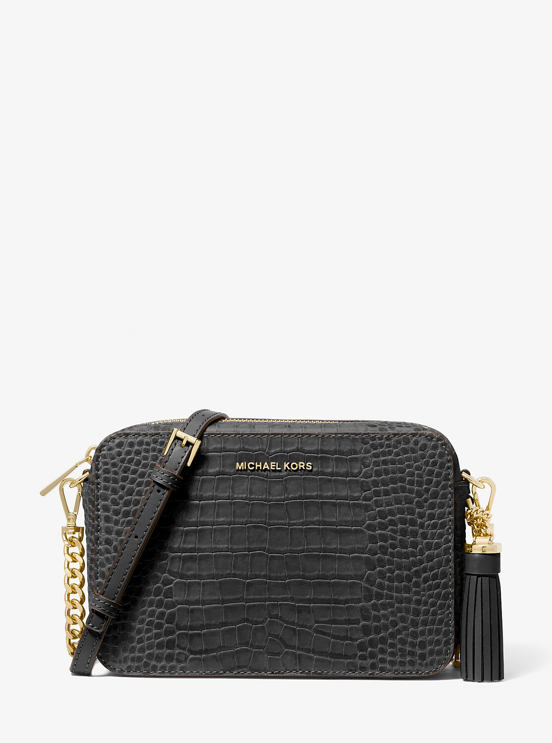 Сумка через плечо из кожи с тиснением под крокодила Jet Set среднего размера Michael Kors, черный
Сумка через плечо из кожи с тиснением под крокодила Jet Set среднего размера Michael Kors, черный